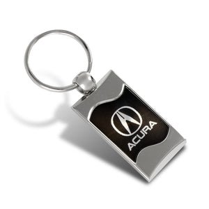 Acura Logo Black Rectangular Authentic Chrome Key Fob Keyring Keychain Lanyard
