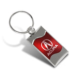 Acura Logo Red Rectangular Authentic Chrome Key Fob Keyring Keychain Lanyard
