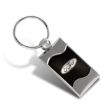 Mitsubishi Black Rectangular Authentic Chrome Key Fob Key ring Keychain Lanyard