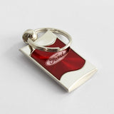 Mitsubishi RED Rectangular Authentic Chrome Key Fob Key ring Keychain Lanyard