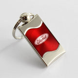 Ford Logo Red Rectangular Authentic Chrome Key Fob Keyring Keychain Lanyard