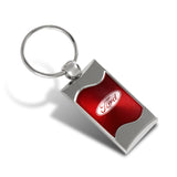 Mitsubishi RED Rectangular Authentic Chrome Key Fob Key ring Keychain Lanyard