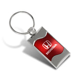 Honda Logo RED Rectangular Authentic Chrome Key Fob Key ring Keychain Lanyard