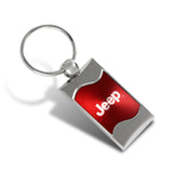 Mitsubishi RED Rectangular Authentic Chrome Key Fob Key ring Keychain Lanyard