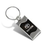 Toyota Black Authentic Rectangular Chrome Key Fob Key ring Keychain Lanyard