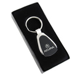 For HONDA ACURA Logo Authentic Metal Chrome Black Tear Drop Key Chain Ring Fob