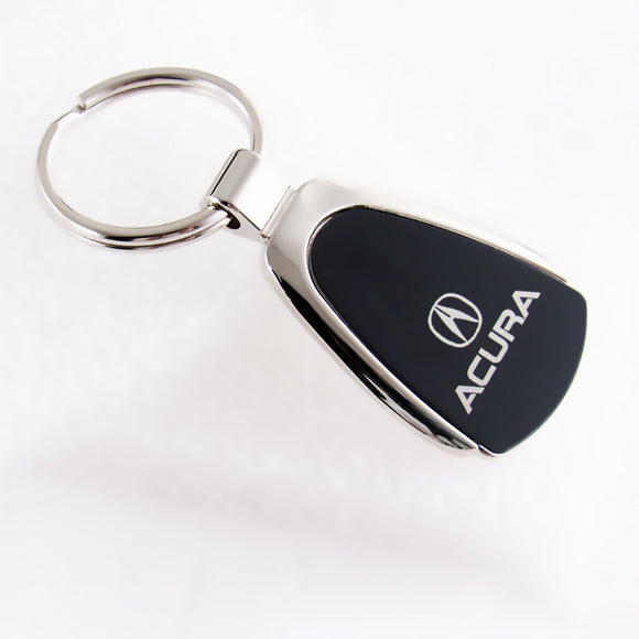 For HONDA ACURA Logo Authentic Metal Chrome Black Tear Drop Key Chain Ring Fob