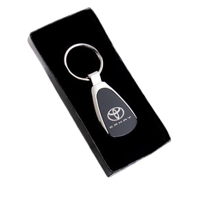For Toyota Camry Logo Authentic Metal Chrome Black Tear Drop Key Chain Ring Fob