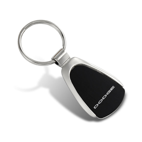 For DODGE Logo Authentic Metal Chrome Black Tear Drop Key Chain Ring Fob