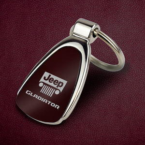 Au-Tomotive Gold For Jeep Gladiator Burgundy Teardrop Keychain Key Ring Fob Key Chain