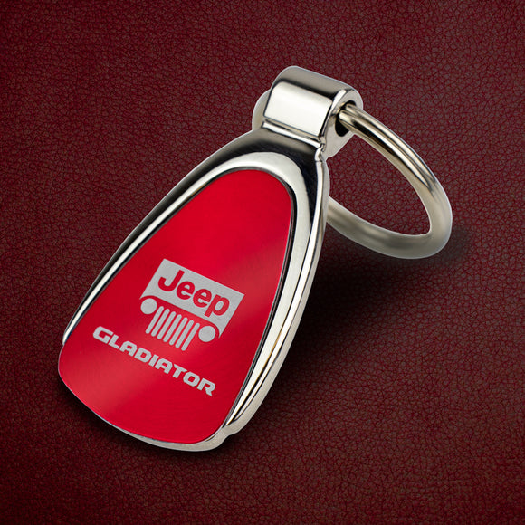 Au-Tomotive Gold For Jeep Gladiator Red Teardrop Keychain Key Ring Fob Key Chain