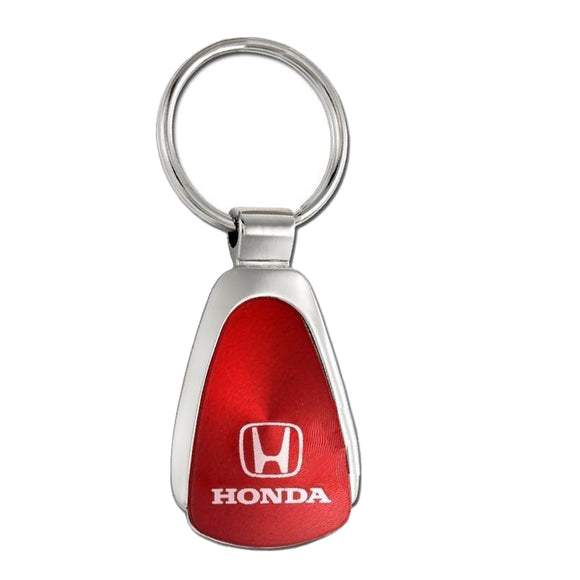 For Honda Logo Authentic Metal Chrome Red Tear Drop Key Chain Ring Fob