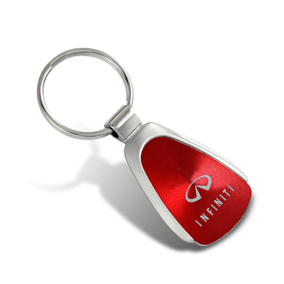 INFINITI Logo Authentic Metal Chrome Red Tear Drop Key Chain Ring Fob
