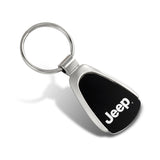 For Jeep Logo Authentic Metal Chrome Black Tear Drop Key Chain Ring Fob