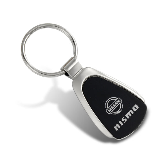 For Nissan Nismo Logo Authentic Metal Chrome Black Tear Drop Key Chain Ring Fob