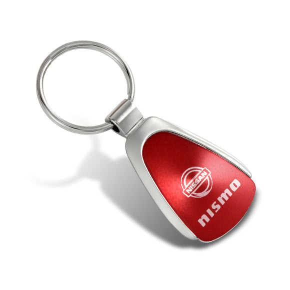 For Nissan Nismo Logo Authentic Metal Chrome Red Tear Drop Key Chain Ring Fob