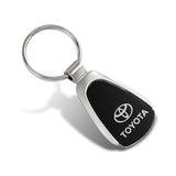 For TOYOTA Logo Authentic Metal Chrome Black Tear Drop Key Chain Ring Fob