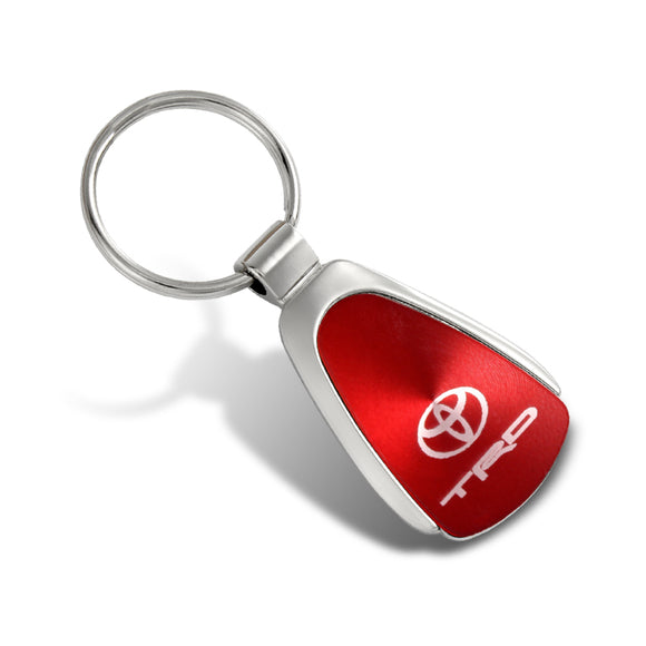 For TOYOTA TRD Logo Authentic Metal Chrome Red Tear Drop Key Chain Ring Fob