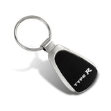 For Honda Type R Authentic Metal Chrome Black Tear Drop Key Chain Ring Fob