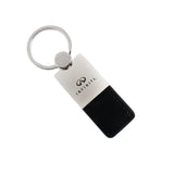 For INFINITI Logo Authentic Black Leather Rectangular Key Fob Keyring Keychain Tag