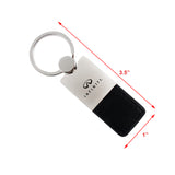 For INFINITI Logo Authentic Black Leather Rectangular Key Fob Keyring Keychain Tag