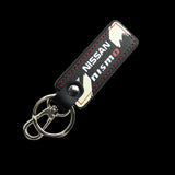 NISSAN NISMO JDM 1 pc Black Leather Rectangle Key Fob Keyring Keychain Tag Lanyard Holder Clip New