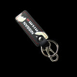 NISSAN NISMO JDM 1 pc Black Leather Rectangle Key Fob Keyring Keychain Tag Lanyard Holder Clip New