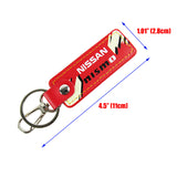 NISSAN NISMO JDM 1 pc Red Leather Rectangle Key Fob Keyring Keychain Tag Lanyard Holder Clip New
