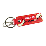 NISSAN NISMO JDM 1 pc Red Leather Rectangle Key Fob Keyring Keychain Tag Lanyard Holder Clip New
