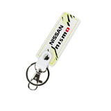 NISSAN NISMO JDM 1 pc White Leather Rectangle Key Fob Keyring Keychain Tag Lanyard Holder Clip New