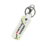 NISSAN NISMO JDM 2 pc White Leather Rectangle Key Fob Keyring Keychain Tag Lanyard Holder Clip New