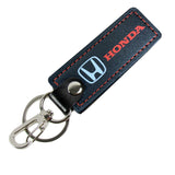 Honda Civic Accord 1 pc Black Leather Rectangle Key Fob Keyring Keychain Tag Lanyard Holder Clip New