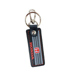 Honda Civic Accord 1 pc Black Leather Rectangle Key Fob Keyring Keychain Tag Lanyard Holder Clip New