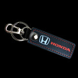 Honda Civic Accord 2 pc Black Leather Rectangle Key Fob Keyring Keychain Tag Lanyard Holder Clip New