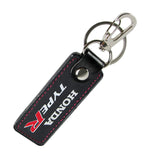Honda Type-R Civic Accord 1 pc BLACK Leather Rectangle Key Fob Keyring Keychain Tag Lanyard Holder Clip New