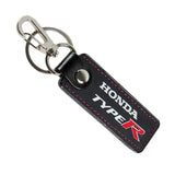 Honda Type-R Civic Accord 1 pc BLACK Leather Rectangle Key Fob Keyring Keychain Tag Lanyard Holder Clip New