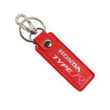 Honda Type-R Civic Accord 1 pc RED Leather Rectangle Key Fob Keyring Keychain Tag Lanyard Holder Clip New