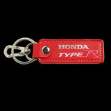 Honda Type-R Civic Accord 1 pc RED Leather Rectangle Key Fob Keyring Keychain Tag Lanyard Holder Clip New