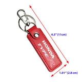 Honda Type-R Civic Accord 2 pc RED Leather Rectangle Key Fob Keyring Keychain Tag Lanyard Holder Clip New