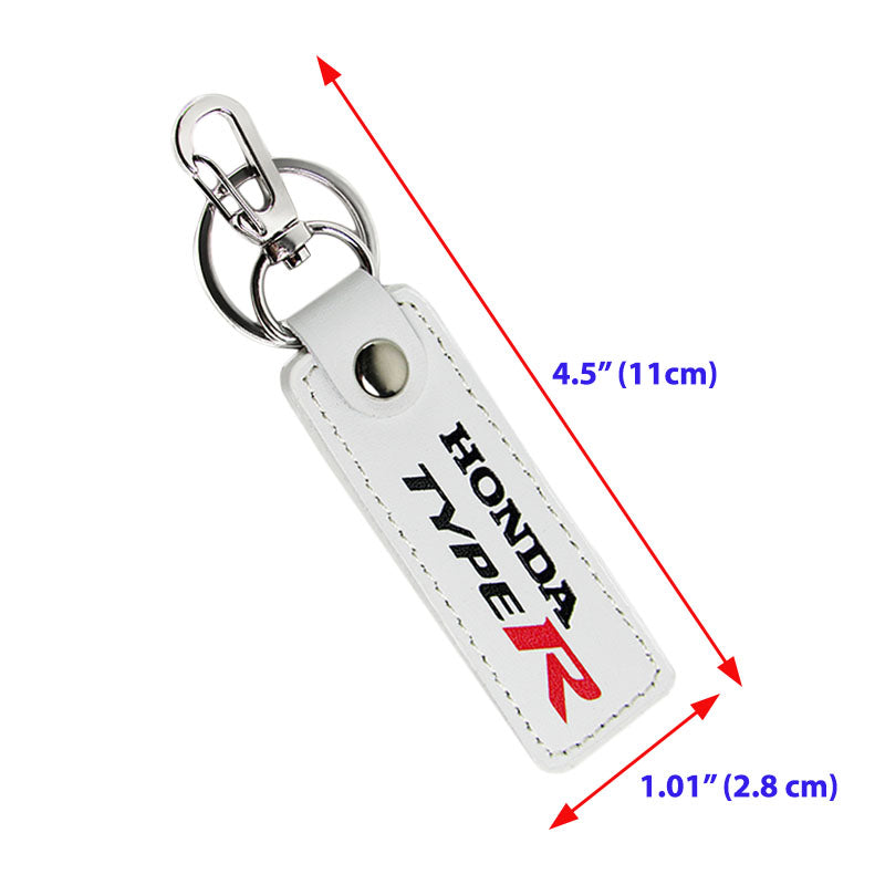 Honda Type-R Civic Accord 1 pc WHITE Leather Rectangle Key Fob Keyring ...