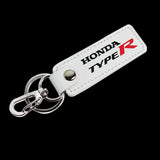 Honda Type-R Civic Accord 1 pc WHITE Leather Rectangle Key Fob Keyring Keychain Tag Lanyard Holder Clip New