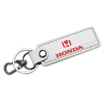 Honda Civic Accord 1 pc WHITE Leather Rectangle Key Fob Keyring Keychain Tag Lanyard Holder Clip New