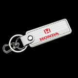 Honda Civic Accord 2 pc WHITE Leather Rectangle Key Fob Keyring Keychain Tag Lanyard Holder Clip New