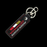MUGEN POWER SPORTS Honda 2 pc Black Leather Rectangle Key Fob Keyring Keychain Tag Lanyard Holder Clip New