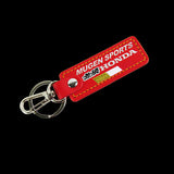 MUGEN POWER SPORTS Honda 1 pc Red Leather Rectangle Key Fob Keyring Keychain Tag Lanyard Holder Clip New
