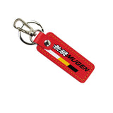 JDM MUGEN POWER SPORTS Honda 1 pc Red Leather Rectangle Key Fob Keyring Keychain Tag Lanyard Holder Clip New