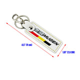 JDM MUGEN POWER SPORTS Honda 2 pc White Leather Rectangle Key Fob Keyring Keychain Tag Lanyard Holder Clip New