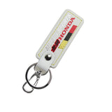 MUGEN POWER SPORTS Honda 1 pc White Leather Rectangle Key Fob Keyring Keychain Tag Lanyard Holder Clip New