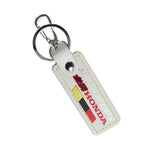 MUGEN POWER SPORTS Honda 1 pc White Leather Rectangle Key Fob Keyring Keychain Tag Lanyard Holder Clip New