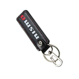 NISSAN NISMO 1 pc Black Leather Rectangle Key Fob Keyring Keychain Tag Lanyard Holder Clip New